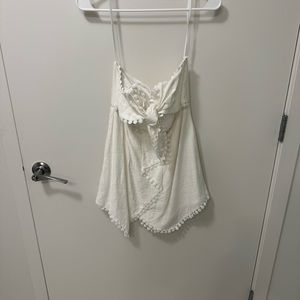 White strapless skort romper